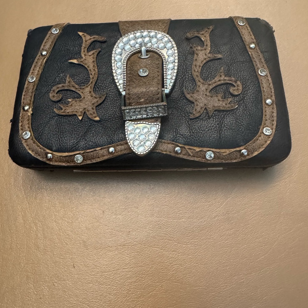 Black and Brown Embellished Wallet